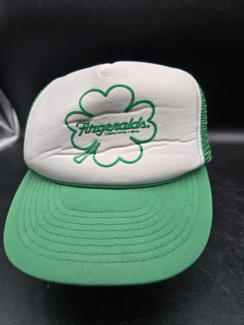 Vintage Fitzgeralds Casino Hotel Reno Shamrock Trucker Hat Snapback Green Mesh